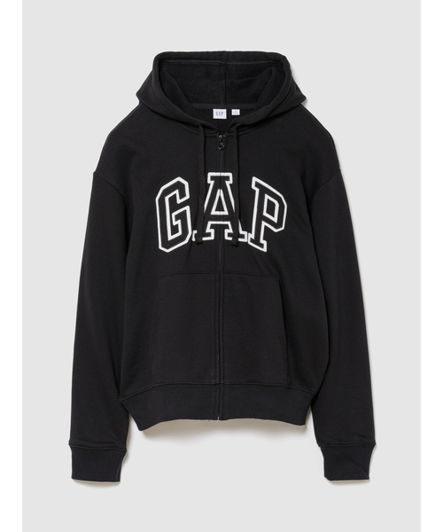 GAP(ギャップ)の「リラックスフィット GAPロゴ ジップアップパーカー(パーカー・レディース・ベージュ/ブラウン/ブラック/ネイビー/ブラウン系その他/ライトグレー・M/S/XL/XXS/L/XS)」の2枚目の写真