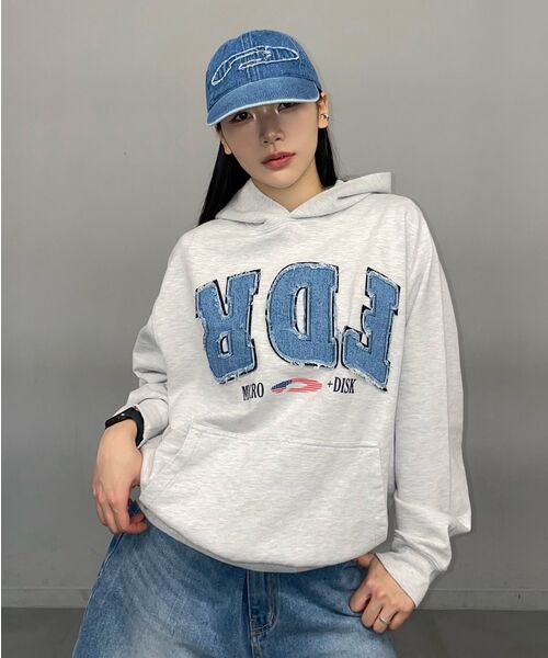 FDR（エフディーアール）の「Washing Applique USA Micro Disk Hoodie Slate Gray（パーカー・メンズ・その他・S/M/L）」の6枚目の写真