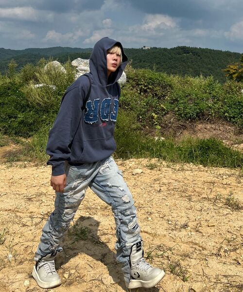 FDR（エフディーアール）の「Washing Applique USA Micro Disk Hoodie Slate Gray（パーカー・メンズ・その他・S/M/L）」の9枚目の写真