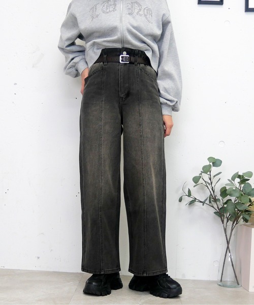 FUN(ファン)の「ストレートパンツ(デニムパンツ・レディース・ブルー/ブラック・L/M/S)」の3枚目の写真