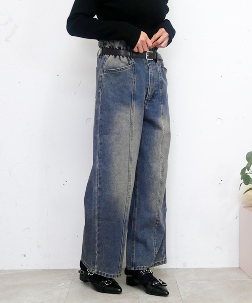 FUN(ファン)の「ストレートパンツ(デニムパンツ・レディース・ブルー/ブラック・L/M/S)」の6枚目の写真