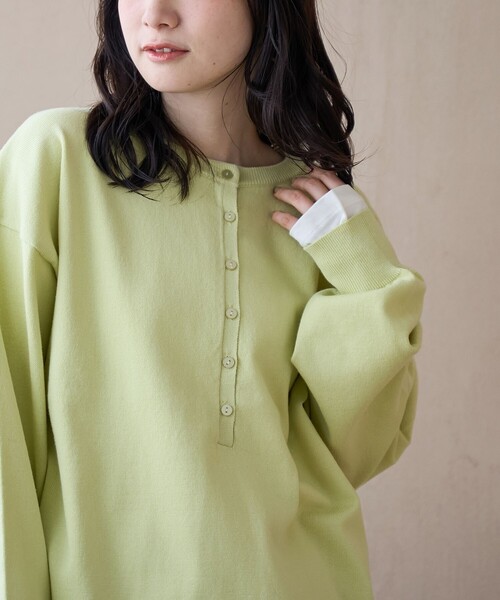 coen（コーエン）の「【セットアイテム】2wayヘンリーネックニットセット（ニット/セーター・レディース・ダークグレー/ライム/ピンク/ライトグレー・L/M）」の4枚目の写真