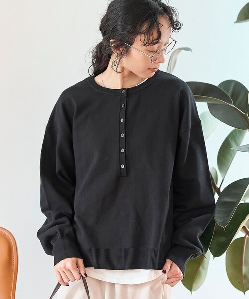 coen(コーエン)の「【新色登場/セットアイテム】2wayヘンリーネックニットセット(WEB限定カラーあり)(ニット/セーター・レディース・ダークグレー/ライム/ピンク/ライトグレー/ブラック/ロイヤルブルー/レッド/ブラウン/その他1/その他2・L/M)」の2枚目の写真