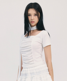 BABLETWO（ビーエイブルトゥー）の「noa scarf top-white（Tシャツ/カットソー）」