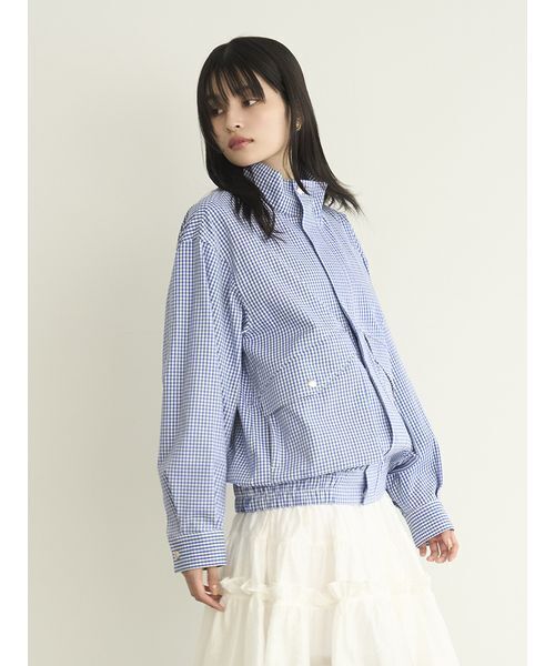 LILY BROWN（リリーブラウン）の「スタンドカラーブルゾン（ブルゾン・レディース・ベージュ/チェック/オフホワイト・F）」の3枚目の写真