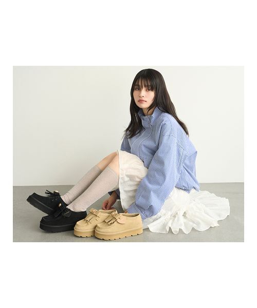 LILY BROWN（リリーブラウン）の「スタンドカラーブルゾン（ブルゾン・レディース・ベージュ/チェック/オフホワイト・F）」の8枚目の写真