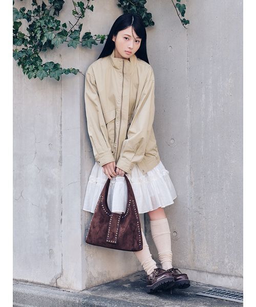 LILY BROWN（リリーブラウン）の「スタンドカラーブルゾン（ブルゾン・レディース・ベージュ/チェック/オフホワイト・F）」の11枚目の写真