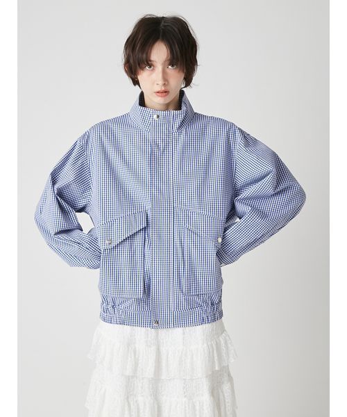 LILY BROWN（リリーブラウン）の「スタンドカラーブルゾン（ブルゾン・レディース・ベージュ/チェック/オフホワイト・F）」の21枚目の写真