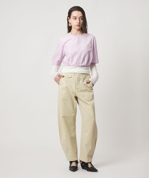 ASTRAET(アストラット)の「<ASTRAET>コットン チノ バレルパンツ(チノパンツ・レディース・ホワイト/ベージュ・0/2/1)」の5枚目の写真