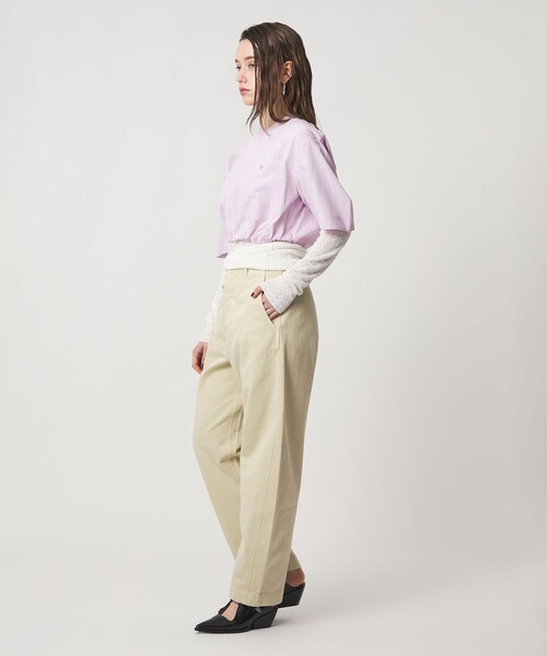 ASTRAET(アストラット)の「<ASTRAET>コットン チノ バレルパンツ(チノパンツ・レディース・ホワイト/ベージュ・0/2/1)」の6枚目の写真