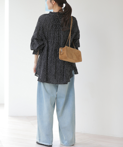 JOURNAL STANDARD relume(ジャーナルスタンダード レリューム)の「コットンボイルクリンクルタックフリルプルオーバー(ドット柄)(シャツ/ブラウス・レディース・ブラック・FREE)」の6枚目の写真