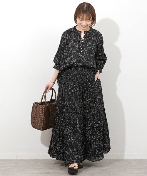 JOURNAL STANDARD relume(ジャーナルスタンダード レリューム)の「コットンボイルクリンクルタックフリルプルオーバー(ドット柄)(シャツ/ブラウス・レディース・ブラック・FREE)」の12枚目の写真