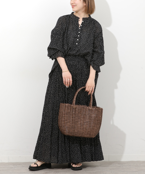 JOURNAL STANDARD relume(ジャーナルスタンダード レリューム)の「コットンボイルクリンクルタックフリルプルオーバー(ドット柄)(シャツ/ブラウス・レディース・ブラック・FREE)」の13枚目の写真