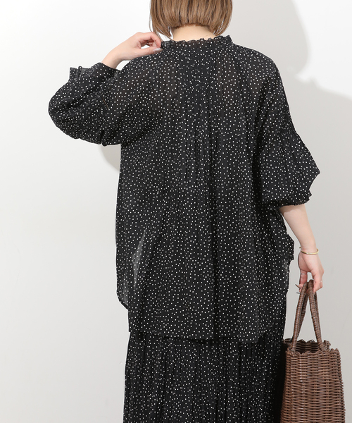JOURNAL STANDARD relume(ジャーナルスタンダード レリューム)の「コットンボイルクリンクルタックフリルプルオーバー(ドット柄)(シャツ/ブラウス・レディース・ブラック・FREE)」の19枚目の写真