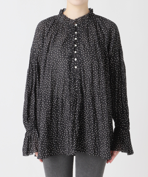 JOURNAL STANDARD relume(ジャーナルスタンダード レリューム)の「コットンボイルクリンクルタックフリルプルオーバー(ドット柄)(シャツ/ブラウス・レディース・ブラック・FREE)」の20枚目の写真