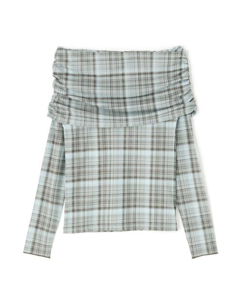 NATURAL BEAUTY BASIC（ナチュラルビューティーベーシック）の「◇シアーチェックオフショルトップス（Tシャツ/カットソー・レディース・グレー系その他/グリーン系その他3・FREE）」の17枚目の写真