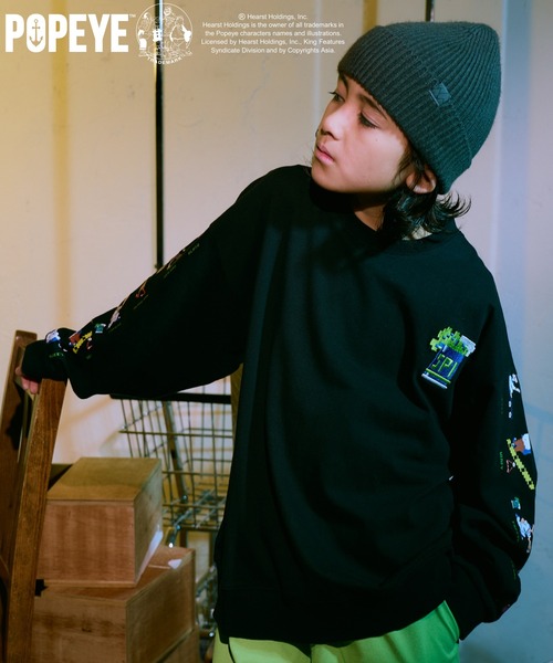 PAIRMANON STREET(ペアマノンストリート)の「【POPEYE(TM)】綿100% マルチプリント 長袖Tシャツ【PAIRMANON STREET】(Tシャツ/カットソー・キッズ・ブラック系その他/ブラック/ホワイト/ピンク・100/110/120/130/140/150/160)」の3枚目の写真