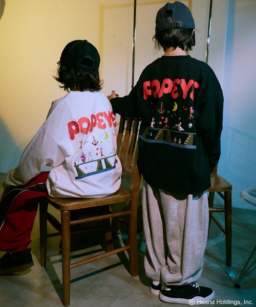 PAIRMANON STREET(ペアマノンストリート)の「【POPEYE(TM)】綿100% マルチプリント 長袖Tシャツ【PAIRMANON STREET】(Tシャツ/カットソー・キッズ・ブラック系その他/ブラック/ホワイト/ピンク・100/110/120/130/140/150/160)」の9枚目の写真