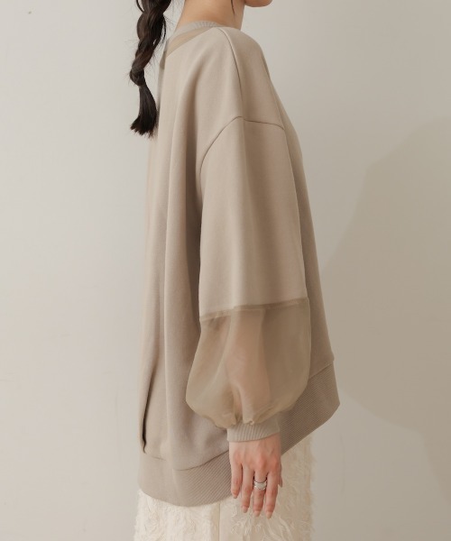 Bab(バブ)の「オーバーシルエットシアースウェットトップス(Tシャツ/カットソー・レディース・ベージュ/グレイッシュベージュ/チャコールグレー・FREE)」の12枚目の写真