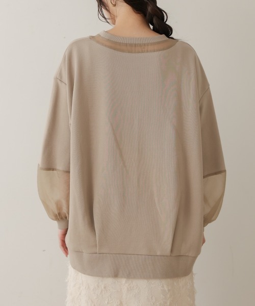 Bab(バブ)の「オーバーシルエットシアースウェットトップス(Tシャツ/カットソー・レディース・ベージュ/グレイッシュベージュ/チャコールグレー・FREE)」の14枚目の写真