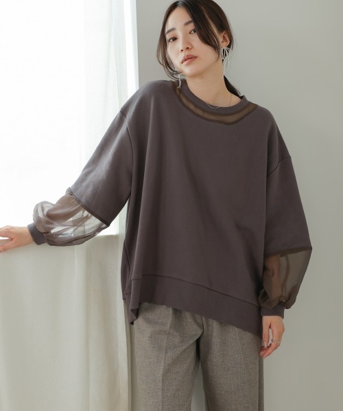 Bab(バブ)の「オーバーシルエットシアースウェットトップス(Tシャツ/カットソー・レディース・ベージュ/グレイッシュベージュ/チャコールグレー・FREE)」の18枚目の写真