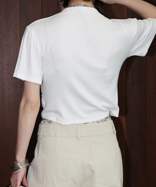 chuclla(チュクラ)の「アシンメトリードレープトップス chw26s079(Tシャツ/カットソー・レディース・ホワイト/ブラック・FREE)」の9枚目の写真