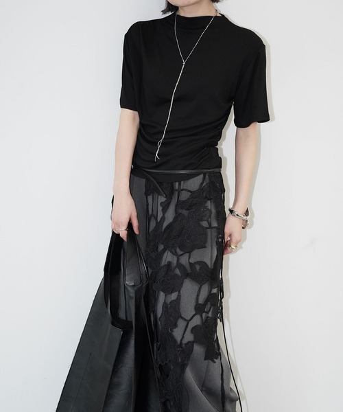 chuclla(チュクラ)の「アシンメトリードレープトップス chw26s079(Tシャツ/カットソー・レディース・ホワイト/ブラック・FREE)」の13枚目の写真