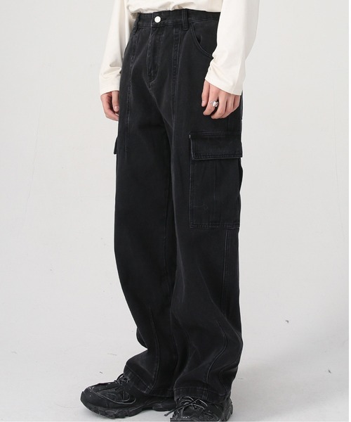 DOUBLE STEAL（ダブルスティール）の「DSヴィンテージライクワイドデニムカーゴパンツ（カーゴパンツ・メンズ・ブラック/インディゴブルー・X-LARGE/LARGE/MEDIUM/SMALL/X-SMALL）」の2枚目の写真