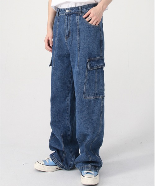 DOUBLE STEAL（ダブルスティール）の「DSヴィンテージライクワイドデニムカーゴパンツ（カーゴパンツ・メンズ・ブラック/インディゴブルー・X-LARGE/LARGE/MEDIUM/SMALL/X-SMALL）」の4枚目の写真