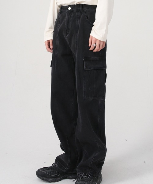DOUBLE STEAL（ダブルスティール）の「DSヴィンテージライクワイドデニムカーゴパンツ（カーゴパンツ・メンズ・ブラック/インディゴブルー・X-LARGE/LARGE/MEDIUM/SMALL/X-SMALL）」の3枚目の写真