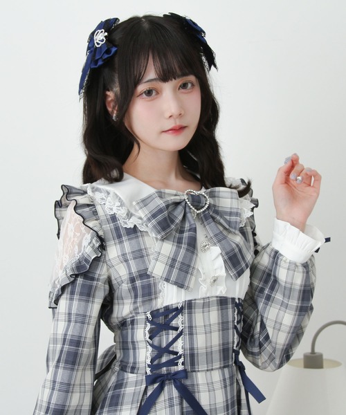 ハートレースウエストレースアップフリルワンピース（ワンピース