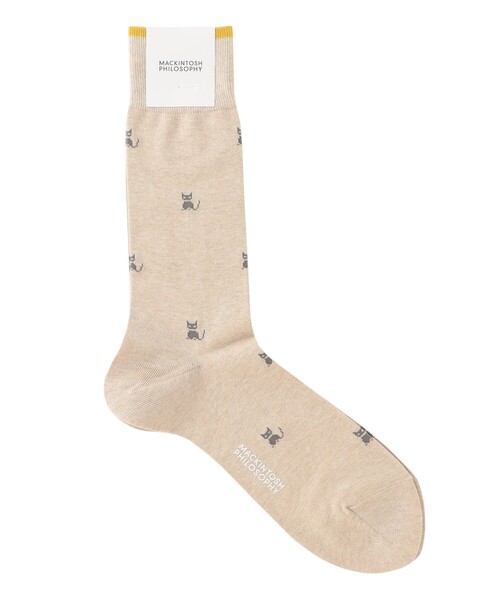MACKINTOSH PHILOSOPHY（ﾏｯｷﾝﾄｯｼｭ ﾌｨﾛｿﾌｨｰ）の「ブラックキャット カジュアルソックス（ソックス/靴下・メンズ・ベージュ/ダークネイビー・FREE）」の2枚目の写真
