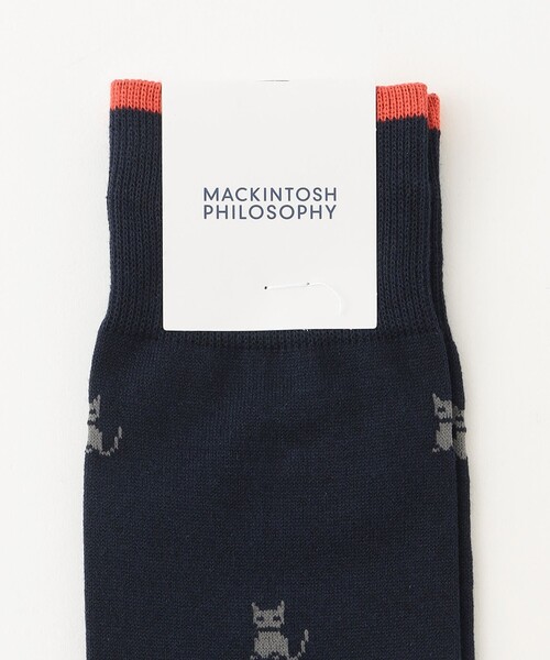 MACKINTOSH PHILOSOPHY（ﾏｯｷﾝﾄｯｼｭ ﾌｨﾛｿﾌｨｰ）の「ブラックキャット カジュアルソックス（ソックス/靴下・メンズ・ベージュ/ダークネイビー・FREE）」の3枚目の写真