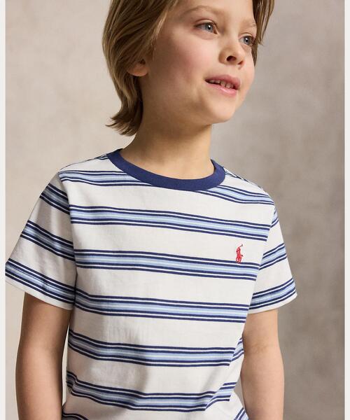 POLO RALPH LAUREN CHILDRENSWEAR(ポロ ラルフ ローレン チルドレンズウェア)の「ストライプド コットン ジャージー Tシャツ(Tシャツ/カットソー・キッズ・ホワイト・3/4/6/7)」の4枚目の写真