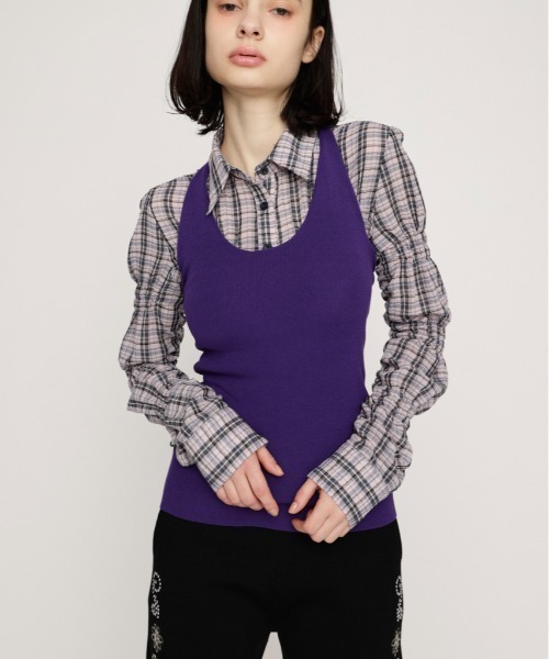 SLY（スライ）の「HALTER NECK CUP IN CAMI ホルターネックカップインキャミ 春服（キャミソール・レディース・パープル/杢グレー/ブラック・FREE）」の3枚目の写真