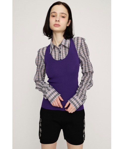 SLY（スライ）の「HALTER NECK CUP IN CAMI ホルターネックカップインキャミ 春服（キャミソール・レディース・パープル/杢グレー/ブラック・FREE）」の13枚目の写真