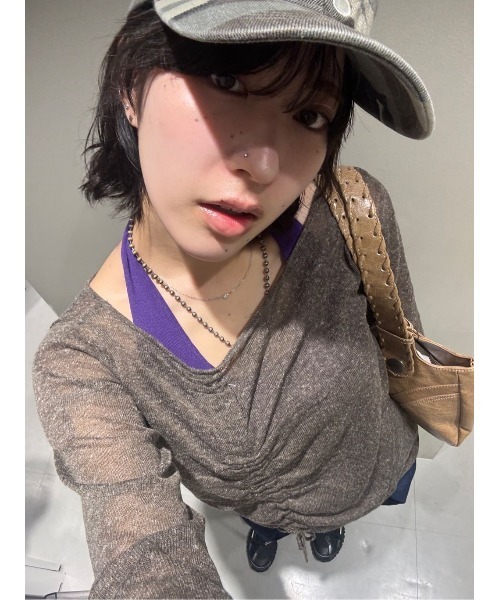 SLY(スライ)の「HALTER NECK CUP IN CAMI ホルターネックカップインキャミ 春服(キャミソール・レディース・パープル/杢グレー/ブラック・FREE)」の18枚目の写真