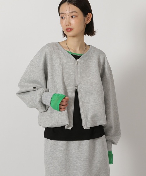 LAKOLE（ラコレ）の「ダンボールバルーンZIPカーディガン/ 658034（スウェット・レディース・グレー/ブラック/ベージュ・FREE）」の3枚目の写真
