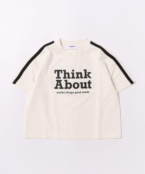 GENERATOR（ジェネレーター）の「GENERATOR/ジェネレーター Think About 袖ラインプルオーバー（スウェット・キッズ・ホワイト/トップグレー/ブラック・M/L/XL）」の6枚目の写真