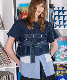 AULA AILA（アウラアイラ）の「デニムシャツレイヤードデザインTシャツ（Tシャツ/カットソー）」