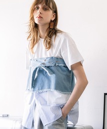 AULA AILA（アウラアイラ）の「デニムシャツレイヤードデザインTシャツ（Tシャツ/カットソー）」