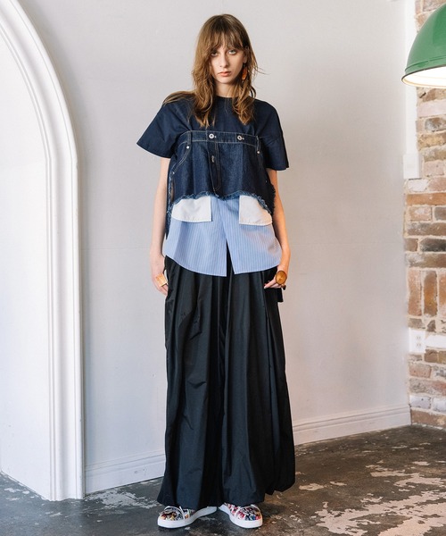 AULA AILA（アウラアイラ）の「デニムシャツレイヤードデザインＴシャツ（Tシャツ/カットソー・レディース・ネイビー/ホワイト/ブラック・0）」の13枚目の写真