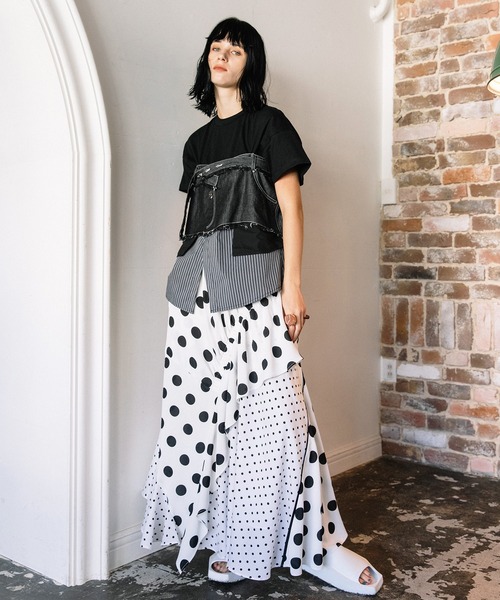 AULA AILA（アウラアイラ）の「デニムシャツレイヤードデザインＴシャツ（Tシャツ/カットソー・レディース・ネイビー/ホワイト/ブラック・0）」の17枚目の写真