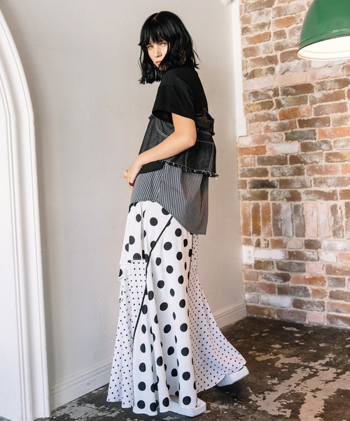 AULA AILA（アウラアイラ）の「デニムシャツレイヤードデザインＴシャツ（Tシャツ/カットソー・レディース・ネイビー/ホワイト/ブラック・0）」の18枚目の写真