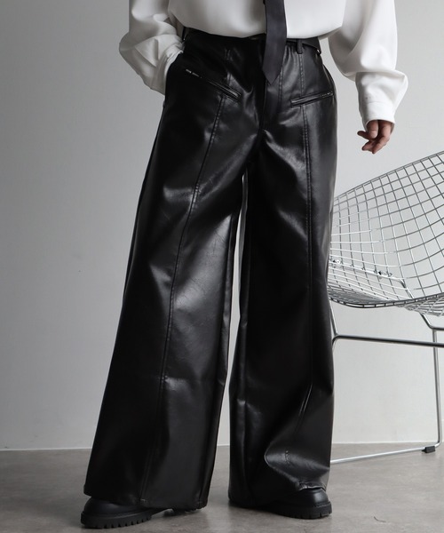 welise（ウェライズ）の「【welise/ウェライズ】ヴィンテージエイジングPUレザーパンツ（デニムパンツ・メンズ・ブラック/ダークブラック・L/M/S）」の2枚目の写真