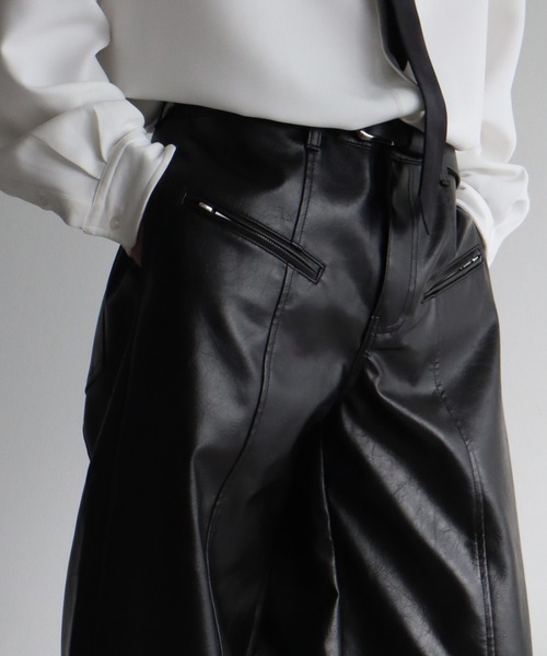 welise（ウェライズ）の「【welise/ウェライズ】ヴィンテージエイジングPUレザーパンツ（デニムパンツ・メンズ・ブラック/ダークブラック・L/M/S）」の9枚目の写真