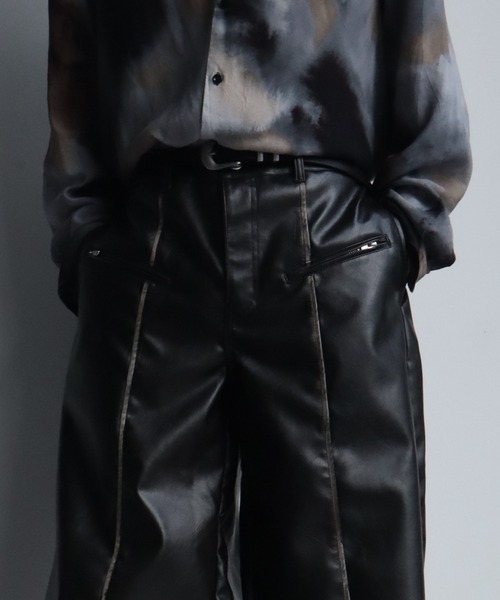 welise（ウェライズ）の「【welise/ウェライズ】ヴィンテージエイジングPUレザーパンツ（デニムパンツ・メンズ・ブラック/ダークブラック・L/M/S）」の4枚目の写真