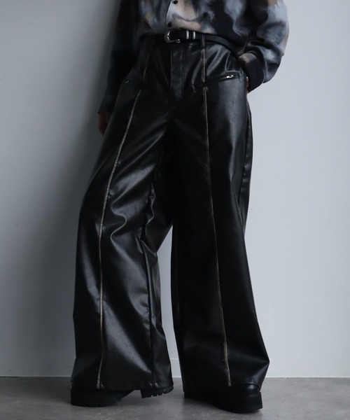 welise（ウェライズ）の「【welise/ウェライズ】ヴィンテージエイジングPUレザーパンツ（デニムパンツ・メンズ・ブラック/ダークブラック・L/M/S）」の5枚目の写真