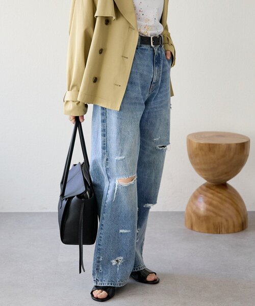 RIVE DROITE(リヴドロワ)の「予約【A・MONN(アモン)】ループポイントダメージデニム(デニムパンツ・レディース・ブルー・36/38)」の1枚目の写真