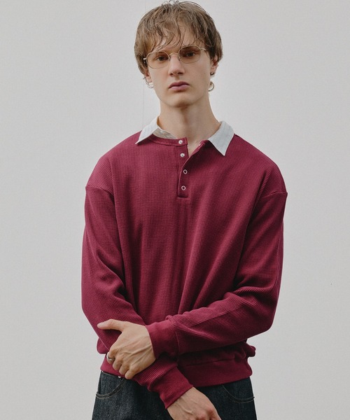 THERMAL HENRY NECK SNAP BUTTON LONG SLEEVE T / サーマルヘンリー